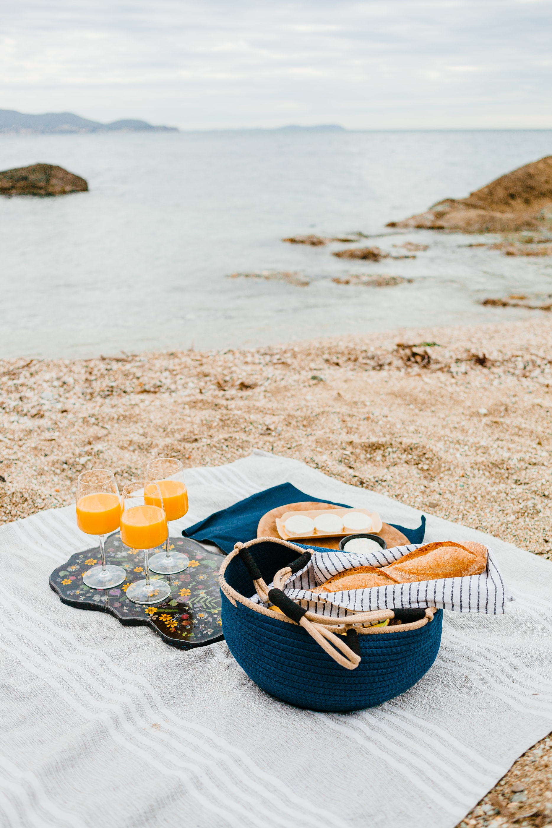 Brie baguette on the beach