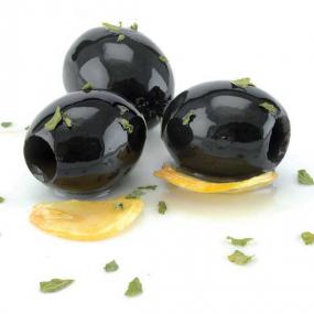 Castellino Black Olives with Garlic (pitted)